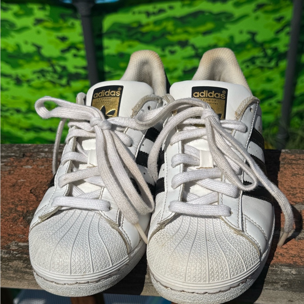 Adidas Kids White and Black Superstar Sneakers